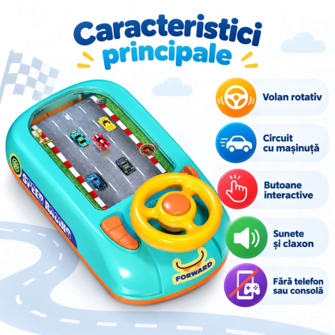 Simulator Curse Masini cu Volan pentru Copii [7]