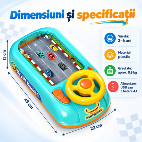 Simulator Curse Masini cu Volan pentru Copii [6]