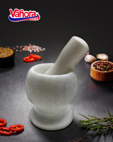 Mojar cu pistil din marmura, dia 9.5 cm, alb, vanora home [1]