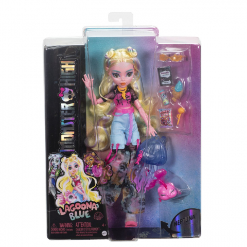 Jocuri de rol - Monster high papusa lagoona blue si pestisorul neptuna, varsta de la 4 ani la 8 ani