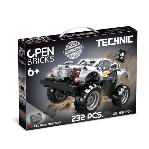 Jucării și Jocuri pentru copii - Monster truck argintiu tip lego tehnic de constructie (232 piese), copii varsta 8 ani+