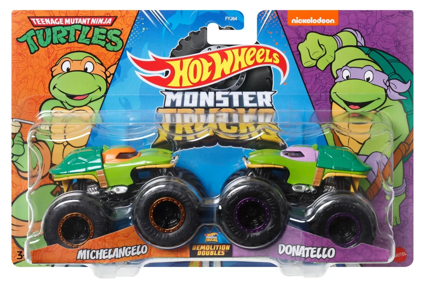 Jucării și Jocuri pentru copii - Monster truck set 2 masini scara 1 la 64 michelangelo si donatello, copii 3 ani pana la 14 ani