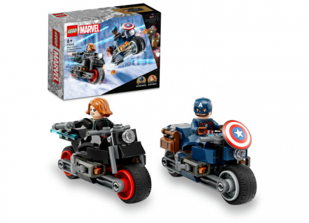 LEGO Speed Champions - Motocicletele lui Black Widow si Captain America, varsta de la 6 ani la 12 ani