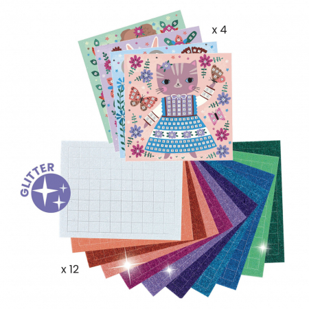Mozaic - Animale de companie, Set creativ cu spuma metalica autocolanta, Djeco, varsta 3 - 6, 6 - 9 ani, Fata [2]