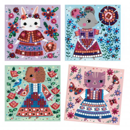 Mozaic - Animale de companie, Set creativ cu spuma metalica autocolanta, Djeco, varsta 3 - 6, 6 - 9 ani, Fata [1]