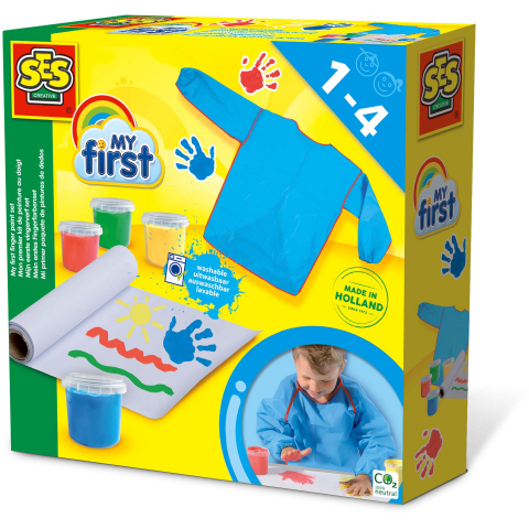 Pictură cu degetele, Vopsea Baby Finger Paint - My first - Set acuarele pentru degetele si sort, copii varsta 1 an+