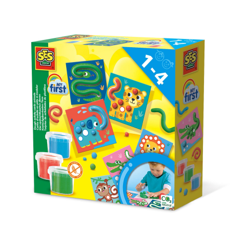 Seturi creative pentru copii - My first - Set creativ copii cu plastilina si cartonase cu animale, copii varsta 1 an+,4 ani+