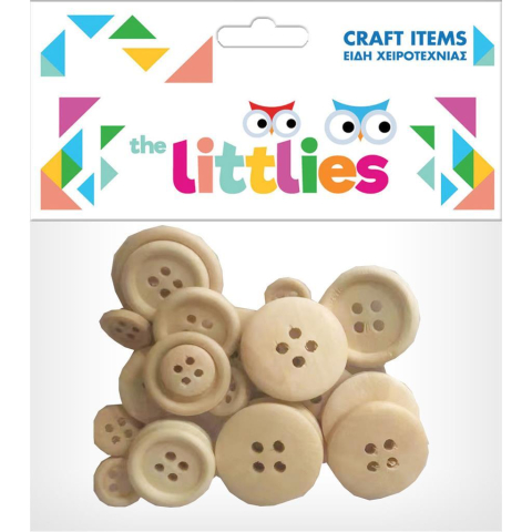 Jucării și Jocuri pentru copii - Nasturi lemn craft natur 24/set  The Littlies   