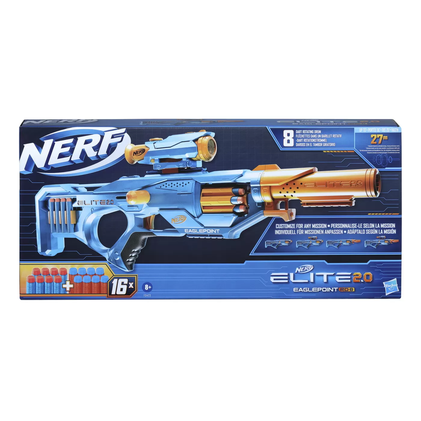 Jucării și Jocuri pentru copii - Nerf blaster elite 2.0 eaglepoint rd 8, varsta de la 8 ani la +15 ani
