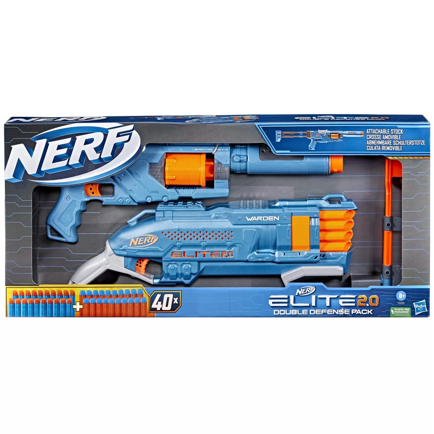 Jucării și Jocuri pentru copii - Nerf blaster set duble defense elite 2.0, varsta de la 8 ani la +15 ani