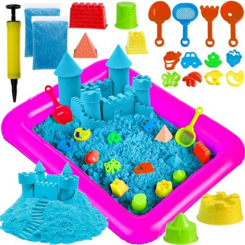 Art & Craft si Artizanat - Nisip Kinetic, contine set de modelat 2 kg, tavita gonflabila, 14 forme modelaj si accesorii