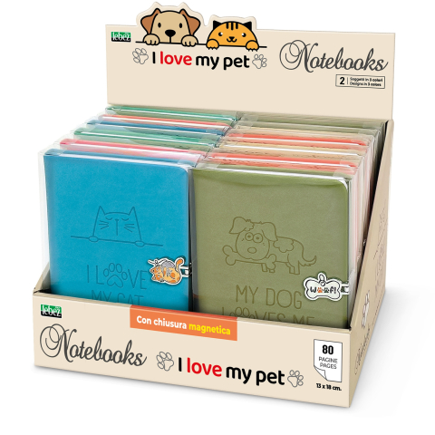 Cărți Educative, Activități - Notebook I Love my Pet, cu inchidere magnetica, 80 de pagini, 13 x 18 cm (12 buc/display), copii varsta 3 ani+,6 ani+,8 ani+
