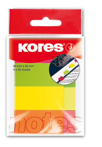 Notesuri adezive - Notes adeziv 20*50mm 4 culori*50 file kores