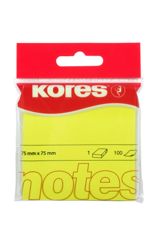 Birotică și Papetărie - Notes adeziv 75*75mm galben neon 100 file kores