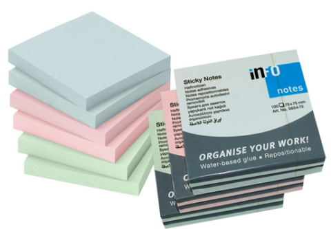 Notes adeziv 75*75mm pastel asortat 100 file info notes [1]