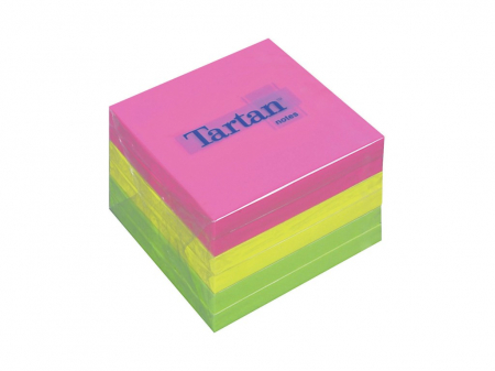 Birotică și Papetărie - Notes adeziv 76 x 76 mm 100 file/buc neon Tartan, 6 buc/pachet