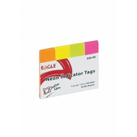 Notes adeziv index Eagle 659-4N, 160 coli, 15x50mm, hartie, 4 culori neon [1]