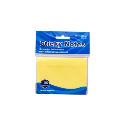 Birotică și Papetărie - Notes adeziv Office Cover A04, 100 coli, 75x100mm, galben pastel, blister