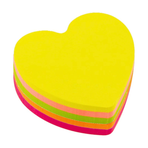 Birotică și Papetărie - Notes adeziv Office Cover SN4505I, 100 coli, 75x75mm, 5 culori neon, forma inima, blister