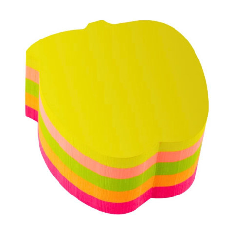 Birotică și Papetărie - Notes adeziv Office Cover SN4505M, 100 coli, 75x75mm, 5 culori neon, forma mar, blister