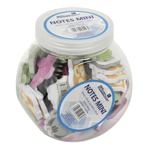 Birotică și Papetărie - Notes adeziv Office Cover SN4523, 50 coli, 45x45mm, diverse culori, 5 forme, 75 buc/borcan