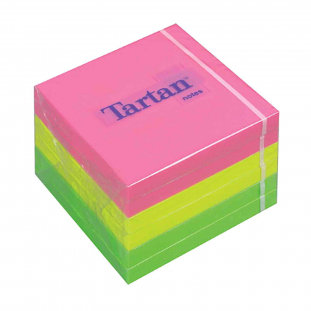 Lichidare stoc - Totul la 9.90 Lei - Notes adeziv Tartan Neon 76 x 76 mm