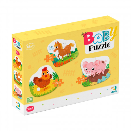 Jucării și Jocuri pentru copii - Puzzle pentru bebelusi, O zi la ferma, 1-3 ani