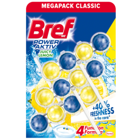 Odorizant toaleta - Odorizant bile pentru toaleta, Bref Power Aktiv Lemon, 3 x 50g