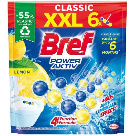 Odorizant toaleta - Odorizant bile toaleta pentru wc baie, Bref Power Aktiv Lamaie, 6 x 50g