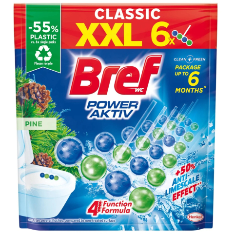 Odorizant toaleta - Odorizant bile toaleta pentru wc baie, Bref Power Aktiv Pin, 6 x 50g