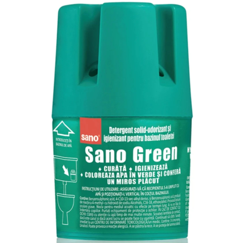 Odorizant toaleta - Odorizant solid pentru rezervorul toaletei, Sano, Verde, 150g