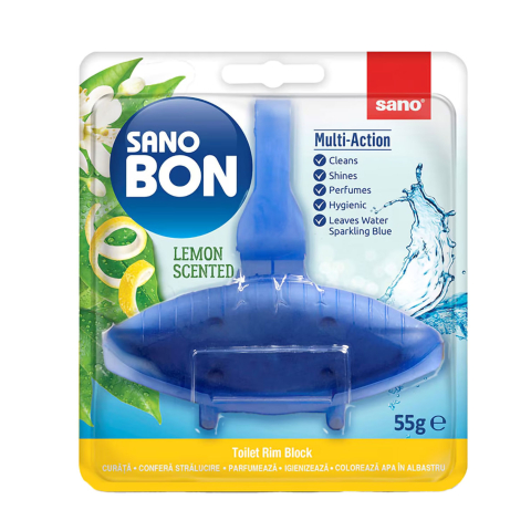 Detergenti si Curatenie - Odorizant toaleta cu suport lamaie 5in1 55g sano bon