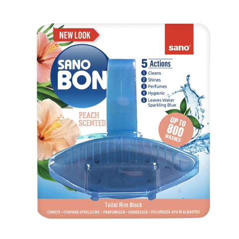 Detergenti si Curatenie - Odorizant toaleta cu suport piersica 5in1 55g sano bon