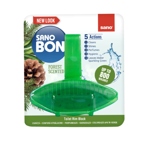Detergenti si Curatenie - Odorizant toaleta cu suport verde 5in1 55g sano bon