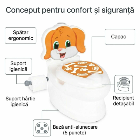 Olita educativa copii, Catel, cu Sunete, Capac, Anti-alunecare [2]