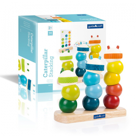 Jucării și Jocuri pentru copii - Omizi colorate de stivuit, Guidecraft, 2-5 ani