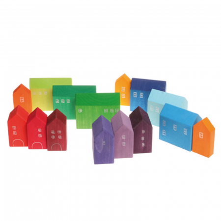 Jucarii din lemn Waldorf - set 15 casute curcubeu din lemn. [4]