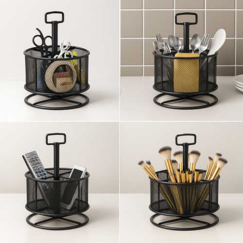 Organizator birou rotativ, suport metalic, 4 creioane, pentru creioane, pixuri [2]