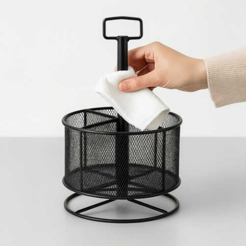 Organizator birou rotativ, suport metalic, 4 creioane, pentru creioane, pixuri [5]