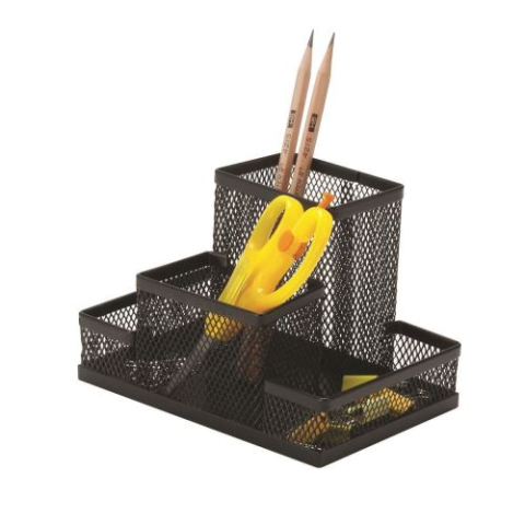 Articole pentru birou - Organizator de birou Q-CONNECT MESH 4 compartimente din plasa metalica 153 x 103 x 100 mm Negru 