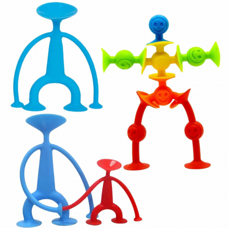 Jucarii interactive copii - Pachet 10 figurine din cauciuc, omuleti flexibili cu ventuze