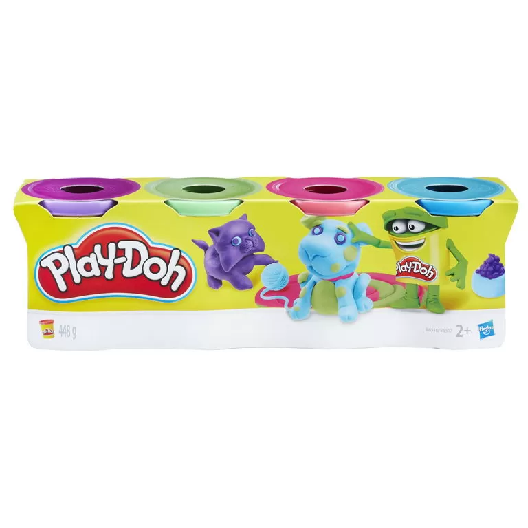 Cadouri Jucării Copii Grădiniță - Set 4 borcane de Plastilina Play-Doh, 2 ani+, varsta de la 2 ani la 8 ani