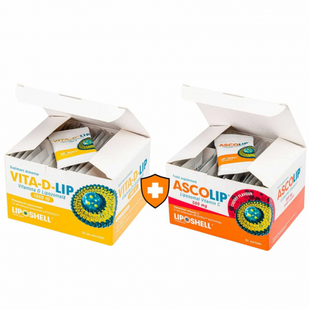 Suplimente alimentare - Pachet Imunitate Copii Vitamina C 500 mg Lipozomala + Vitamina D3 1000 UI Lipozomala