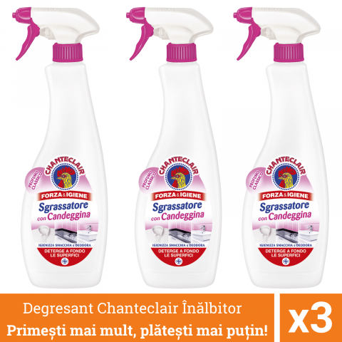 Curatenie, intretinere casa - Pachet promo 3 x Chanteclair Degresant Universal cu Inalbitor, Candeggina, Clor, Spray, 600 ml