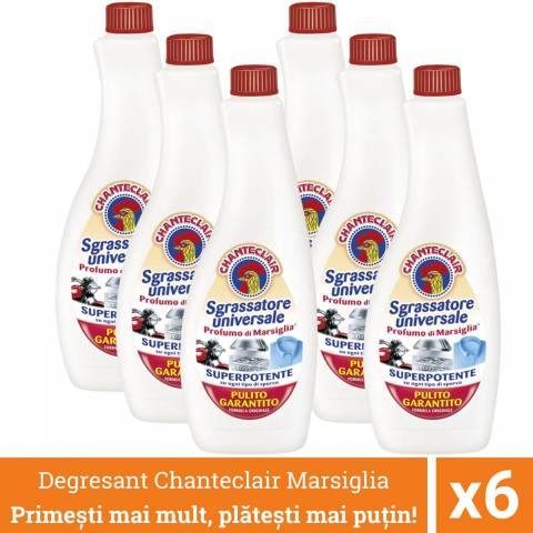 Solutii suprafete bucatarie - Pachet promo 6 x Chanteclair Degresant Universal cu Marsiglia, Rezerva, 3600 ml, Sgrassatore