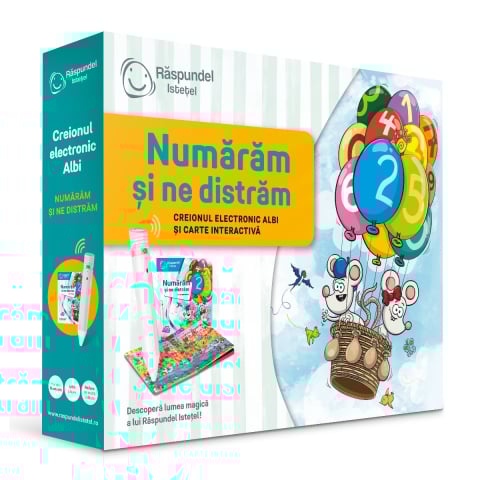Cărți Educative, Activități - Pachet Raspundel Istetel, creion si carte Numaram si ne distram copii varsta 3 ani +
