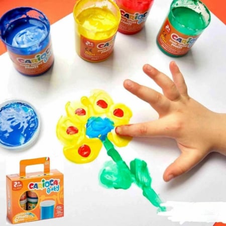 Pachet Culori de Pictat cu Degete, Vopsea Lavabila si Set 3 Bureti, Pensule de Tamponare [3]