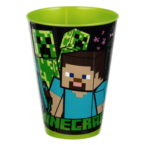 Caserole Sandwich si Sticle Apa - Pahar Minecraft copii verde lime 430ml – plastic rezistent
