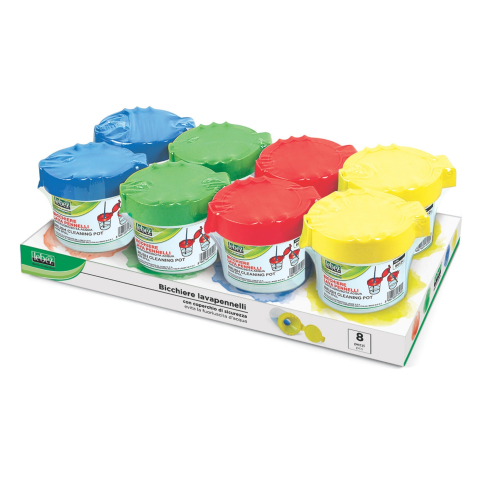 Rechizite Școlare - Pahar pentru pictura cu capac dublu pentru protectie (8 buc/display), copii varsta 3 ani+,6 ani+,8 ani+