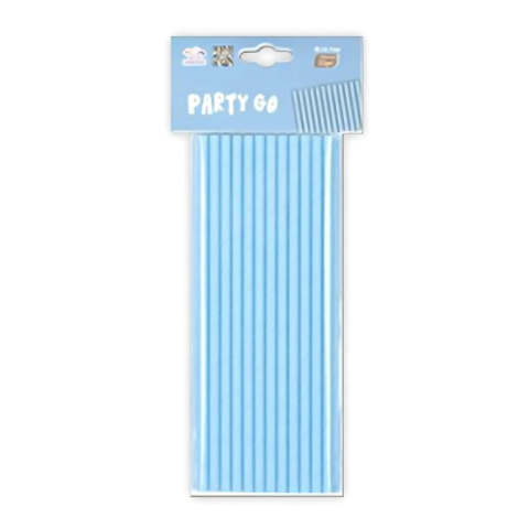 Jucării și Jocuri pentru copii - Paie albastre 20cm, PartyGo, DE0084, set 25 buc